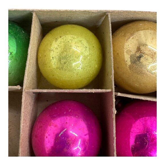 Vintage  Glass Christmas Tree Mini 1" Ornament Set Pink Rare Holiday Decor READ - Picture 9 of 10